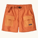 Patagonia women's outdoor everyday quick drying shorts in orange with contrast front pockets. Features side pockets and matching orange belt