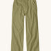 Patagonia women's lightweight canvas trousers with a wide leg in light green colour. Features a button fastener and side pockets.