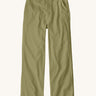 Patagonia women's lightweight canvas trousers with a wide leg in light green colour. Features a button fastener and side pockets.