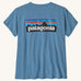 Patagonia women's responsibili short sleeve t-shirt in pale blue with large brand patch on upper back. T-shirt has a relaxed fit
