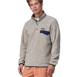 Patagonia Men's Lightweight Synchilla Snap-T Fleece - Oatmeal Heather / Smolder Blue