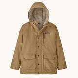 The Patagonia Kids Infurno Fleece-lined jacket, in soft beige with large square pockets and a warm hood