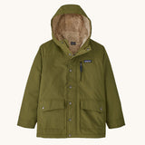 The Patagonia Kids infurno fleece-lined coat - large wind proof coat with warm cream fleece inside