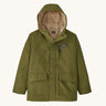 The Patagonia Kids infurno fleece-lined coat - large wind proof coat with warm cream fleece inside