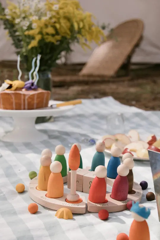 Grapat Perpetual Calendar paired with Your Day Celebration add-on outdoors on a picnic blanket.