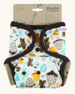 Petit Lulu Waterproof Cover for Reusable Nappy in Mushrooms print with poppers.
