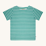 Piccalilly Aqua Green Stripe Building Block T-Shirt, with white and aqua green stripe detail