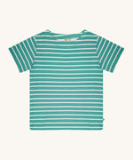 Piccalilly Aqua Green Stripe Building Block T-Shirt, with white and aqua green stripe detail