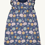 Pigeon Organics reversible Winter shift dress in navy available at Babipur - GOTS organic cotton sleeveless dress with a winter floral design and navy reversible side