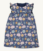 Pigeon Organics reversible Winter shift dress in navy available at Babipur - GOTS organic cotton sleeveless dress with a winter floral design and navy reversible side