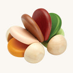 PlanToys Pastel Car is a fun, push and pull, sensory wooden car which is perfect for babies and toddlers. When pushed along the ground, the pastel coloured pieces (in orange, beige, brown, burgundy and green) in the middle create a soft clacking sound. The image is on a cream background
