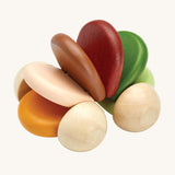 PlanToys Pastel Car is a fun, push and pull, sensory wooden car which is perfect for babies and toddlers. When pushed along the ground, the pastel coloured pieces (in orange, beige, brown, burgundy and green) in the middle create a soft clacking sound. The image is on a cream background
