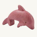 The PlanToys dolphin is an adorable sea life toy for little ones. Made from PlanWood, this dolphin is pink with brown eyes, and is on a cream background