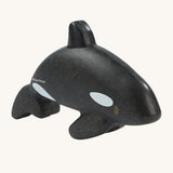 The PlanToys Orca is an adorable sea life toy for little ones. Made from PlanWood, this orca is black with white spots, and is on a cream background