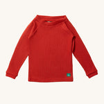 Little Green Radicals Long Sleeve Waffle Top - Hazelnut. A lovely red, long sleeve top with a waffle texture fabric