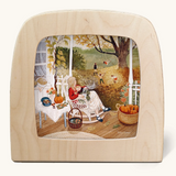 Toverlux silhouette of a baby sleeping on a rocking chair in autumn with pumpkins, for September, November and December celebrations.