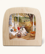 Toverlux silhouette of a baby sleeping on a rocking chair in autumn with pumpkins, for September, November and December celebrations.