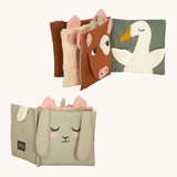 The Roommate Baby Nursery Book - Country Life, showing the rabbit, duck and cow pages on a cream background