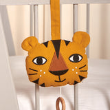 The Roommate Tiger Music Mobile attached to the side of a white crib