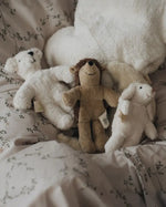 Senger Baby Sheep, Hedgehog and white bear, soft cuddly toys made from natural materials.