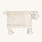 Senger Stone Pine Pillow - Bear with a white square body, a white tail and legs, a white face with small white teddy ears, on a cream background