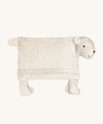 Senger Stone Pine Pillow - Bear with a white square body, a white tail and legs, a white face with small white teddy ears, on a cream background