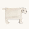 Senger Stone Pine Pillow - Bear with a white square body, a white tail and legs, a white face with small white teddy ears, on a cream background