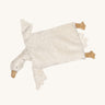 Senger Stone Pine Pillow - Goose with a white square body, white face, wings and tail, and light brown feet and beak on a cream background