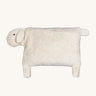 Senger Stone Pine Pillow - Sheep with a white square body, white feet and tail, a white head with white floppy ears, on a cream background