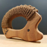 A standing Senger wooden grasping and teething hedgehog showing painted    eyes 