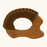 Senger wooden grasping and teething hedgehog made with oiled cherry wood and brown yarn