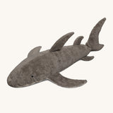 Senger Naturwelt XL Cuddly Shark, organic GOTS cotton plush soft toy with natural wool filling and spelt husk heat cushion.