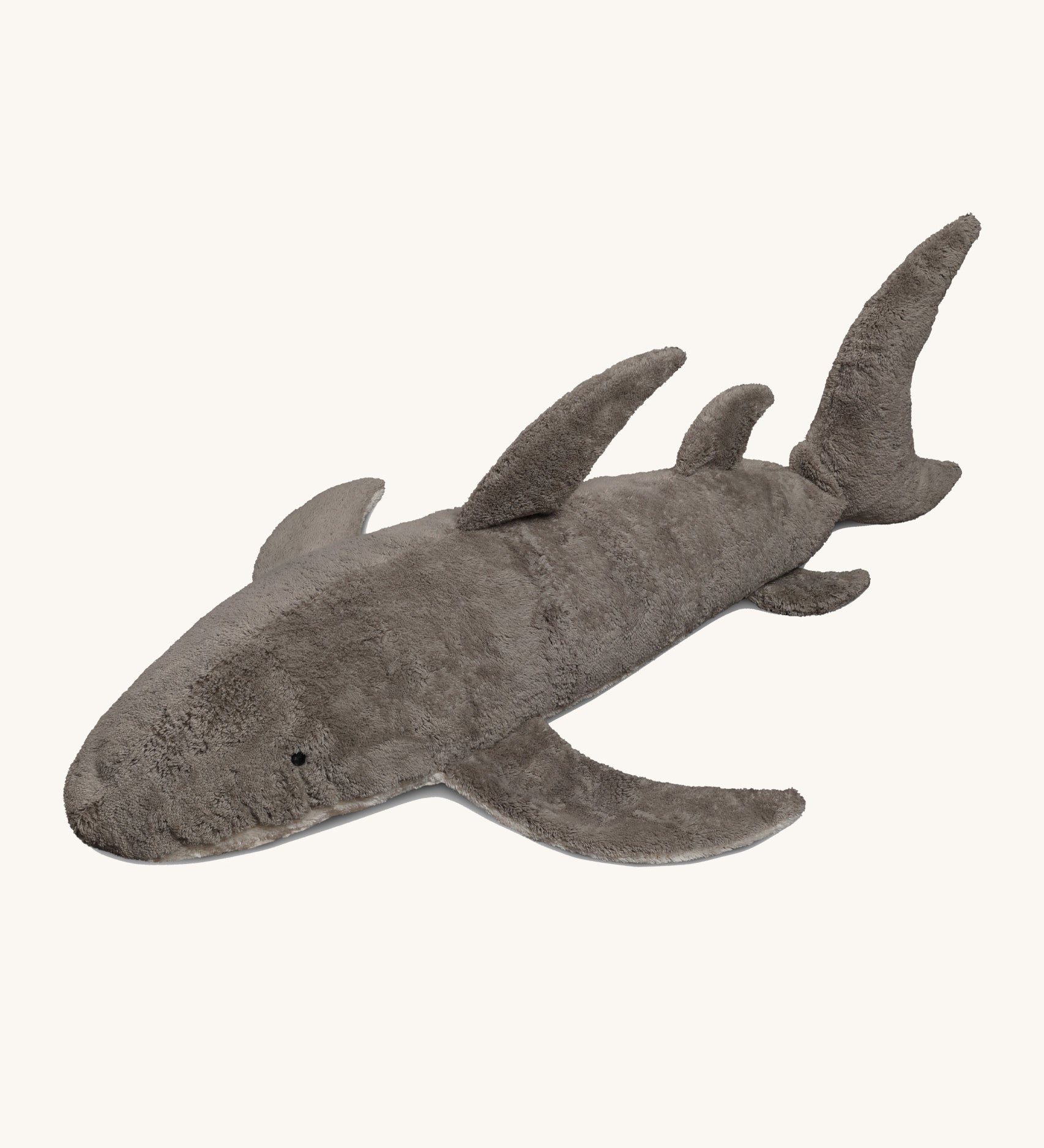 Senger Naturwelt XL Cuddly Shark, organic GOTS cotton plush soft toy with natural wool filling and spelt husk heat cushion.