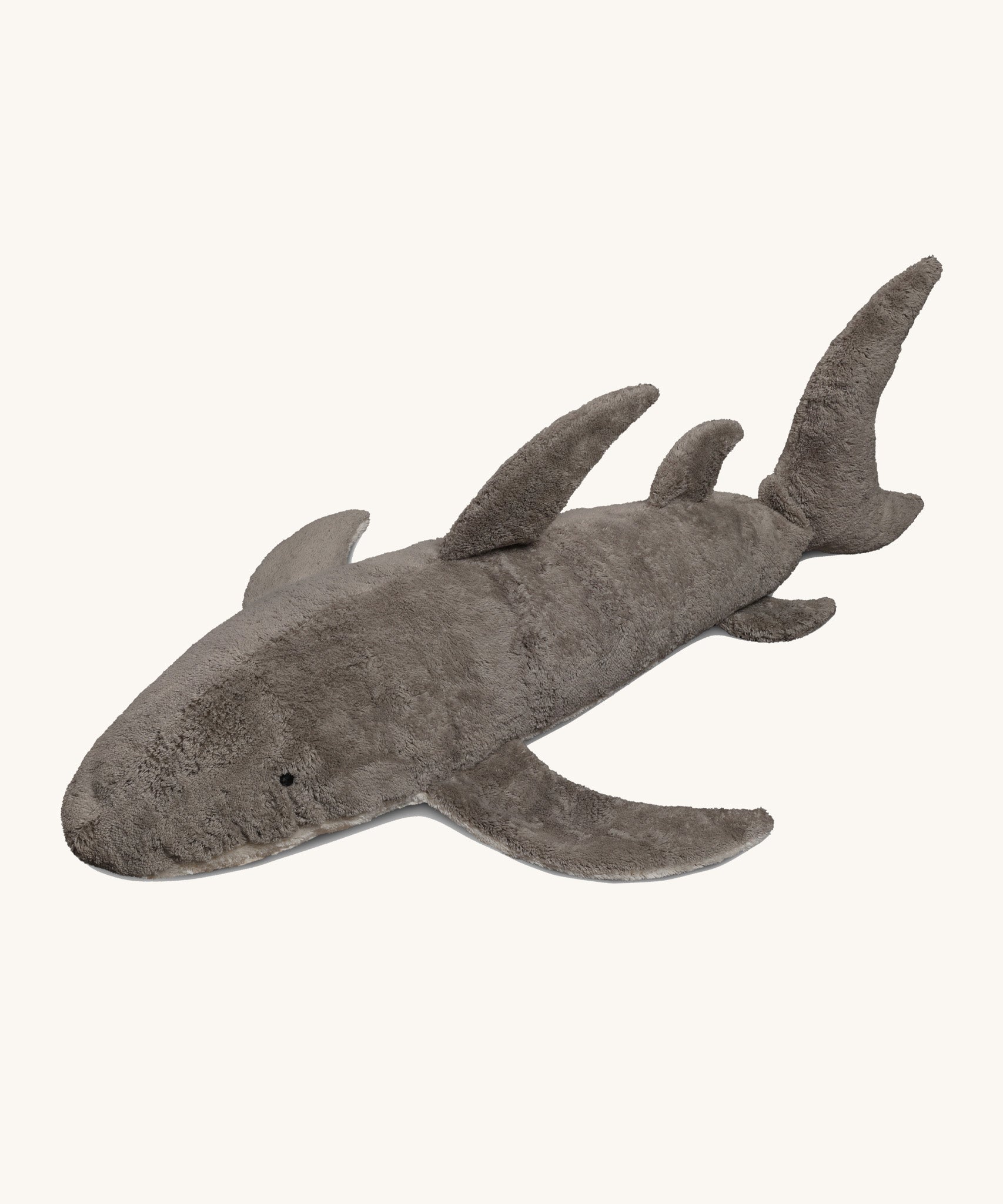 Senger Naturwelt XL Cuddly Shark, organic GOTS cotton plush soft toy with natural wool filling and spelt husk heat cushion.