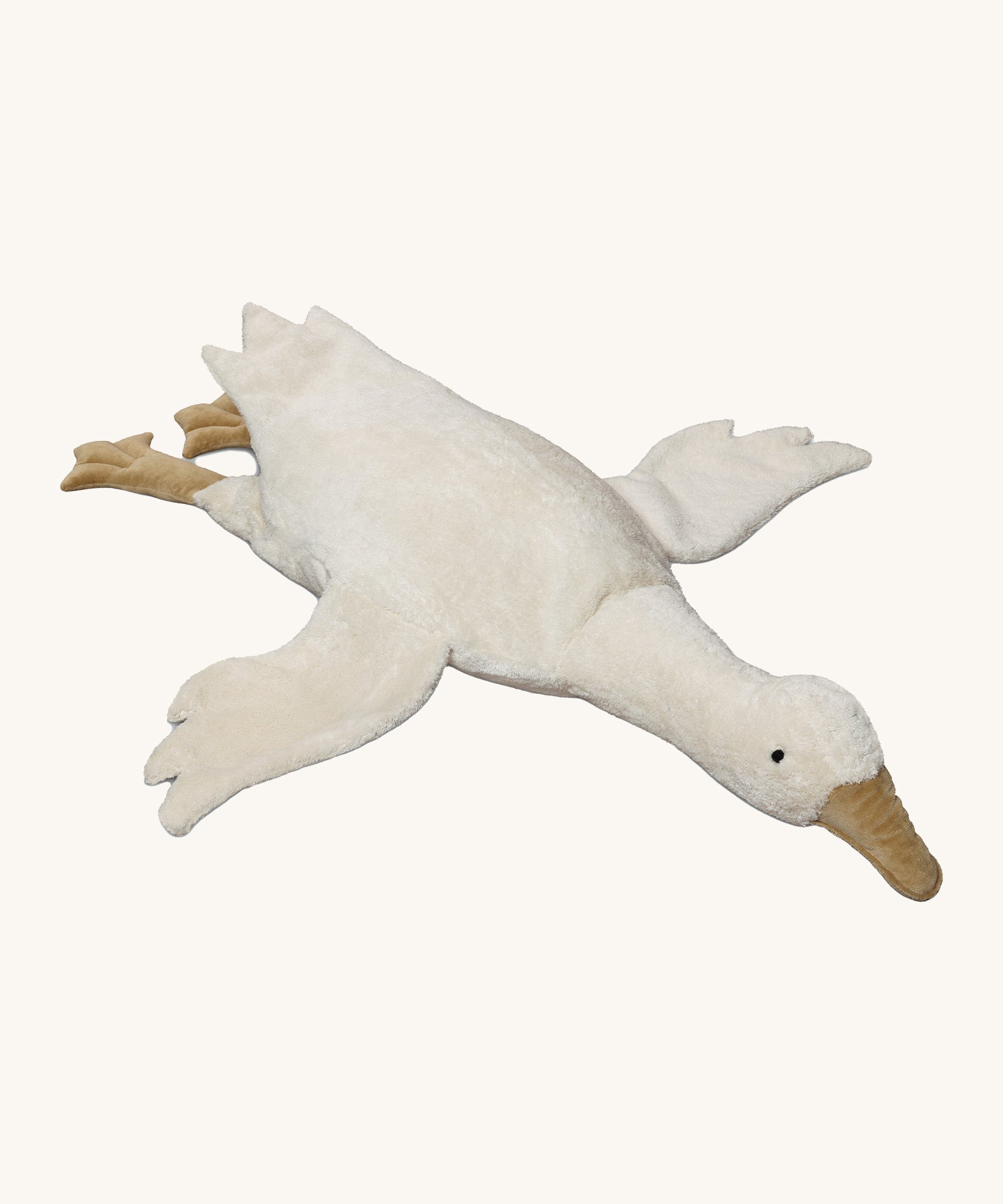 Senger Naturwelt XL Cuddly white goose, organic GOTS cotton plush soft toy with natural wool filling and spelt husk heat cushion.