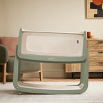 The SnuzPod5 with only 2 of its 4 wheels attached, to show the 'comfort incline mode'.
