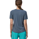 A fit of the Patagonia Women's Capilene Cool Trail Graphic Shirt from the back