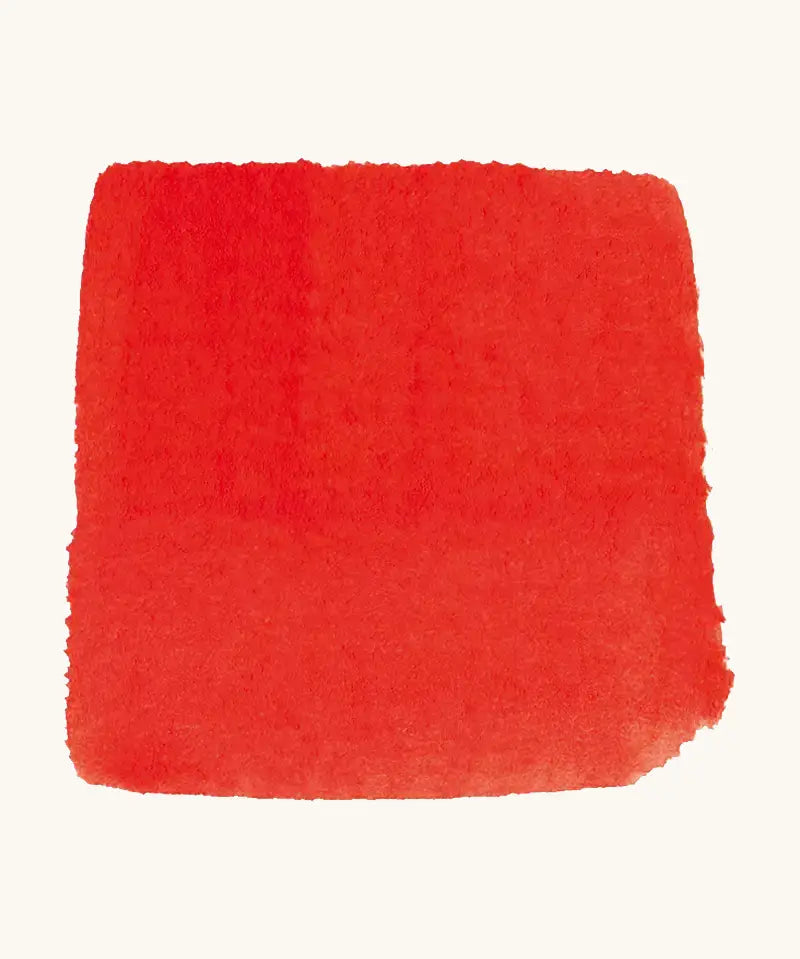 Brushstroke using Stockmar vermillion red opaque watercolour paint