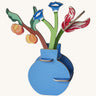 Studio roof Dutch Masters inspired bouquet 3D pop out card decoration available at Babipur displayed in a DIY blue vase included with the set