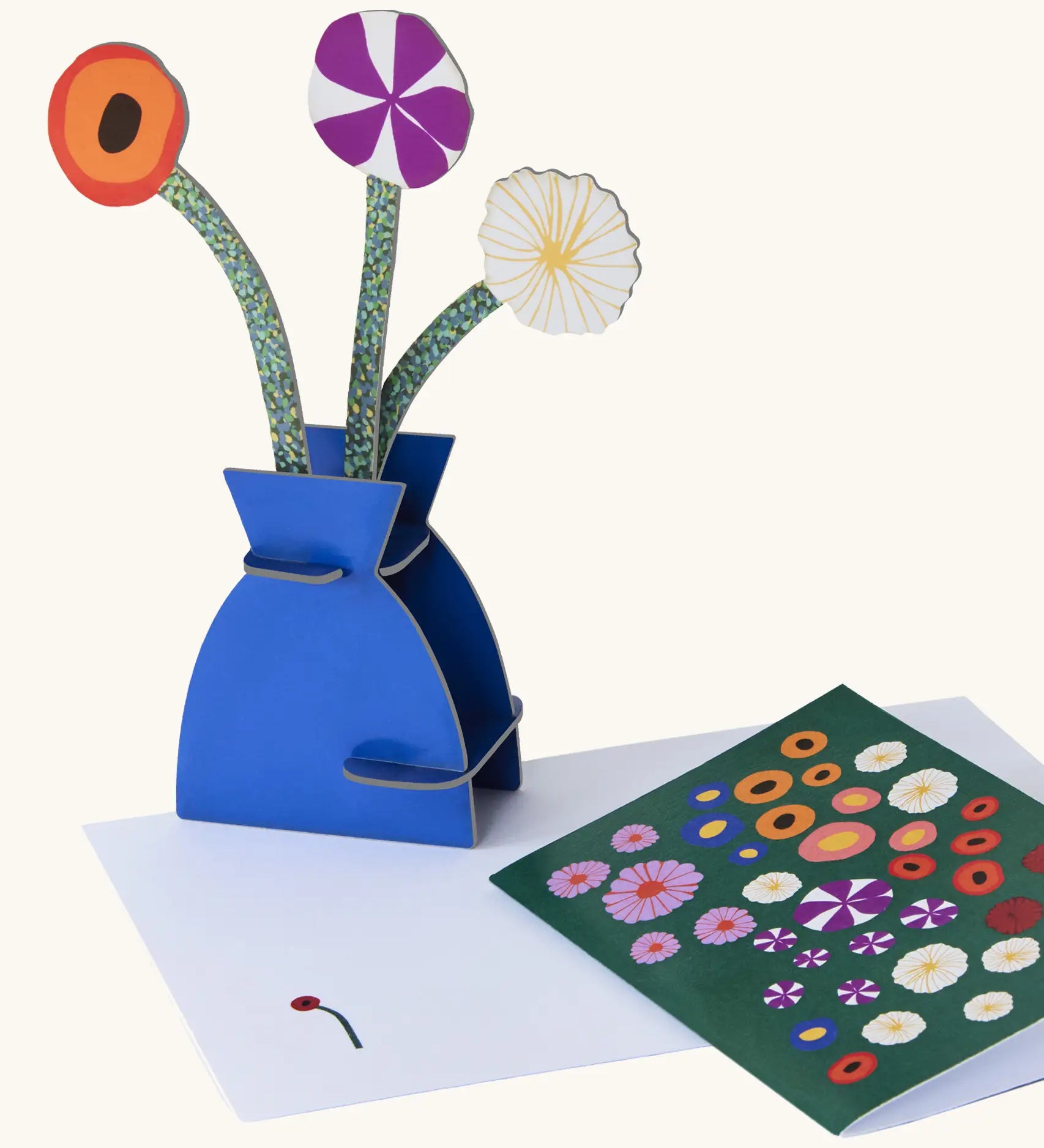 Studio Roof Dutch Klimt flowers bouquet 3D pop out card next to matching greetings card