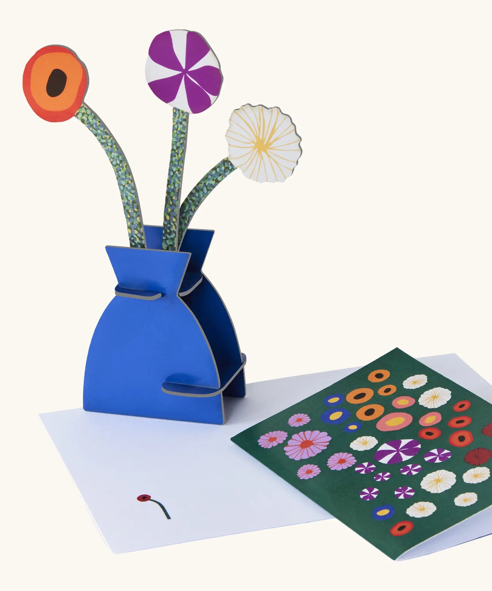 Studio Roof Dutch Klimt flowers bouquet 3D pop out card next to matching greetings card