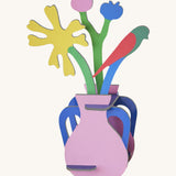 Studio roof Matisse Paper Bloom inspired bouquet 3D pop out card decoration available at Babipur displayed in a DIY pink vase included with the set