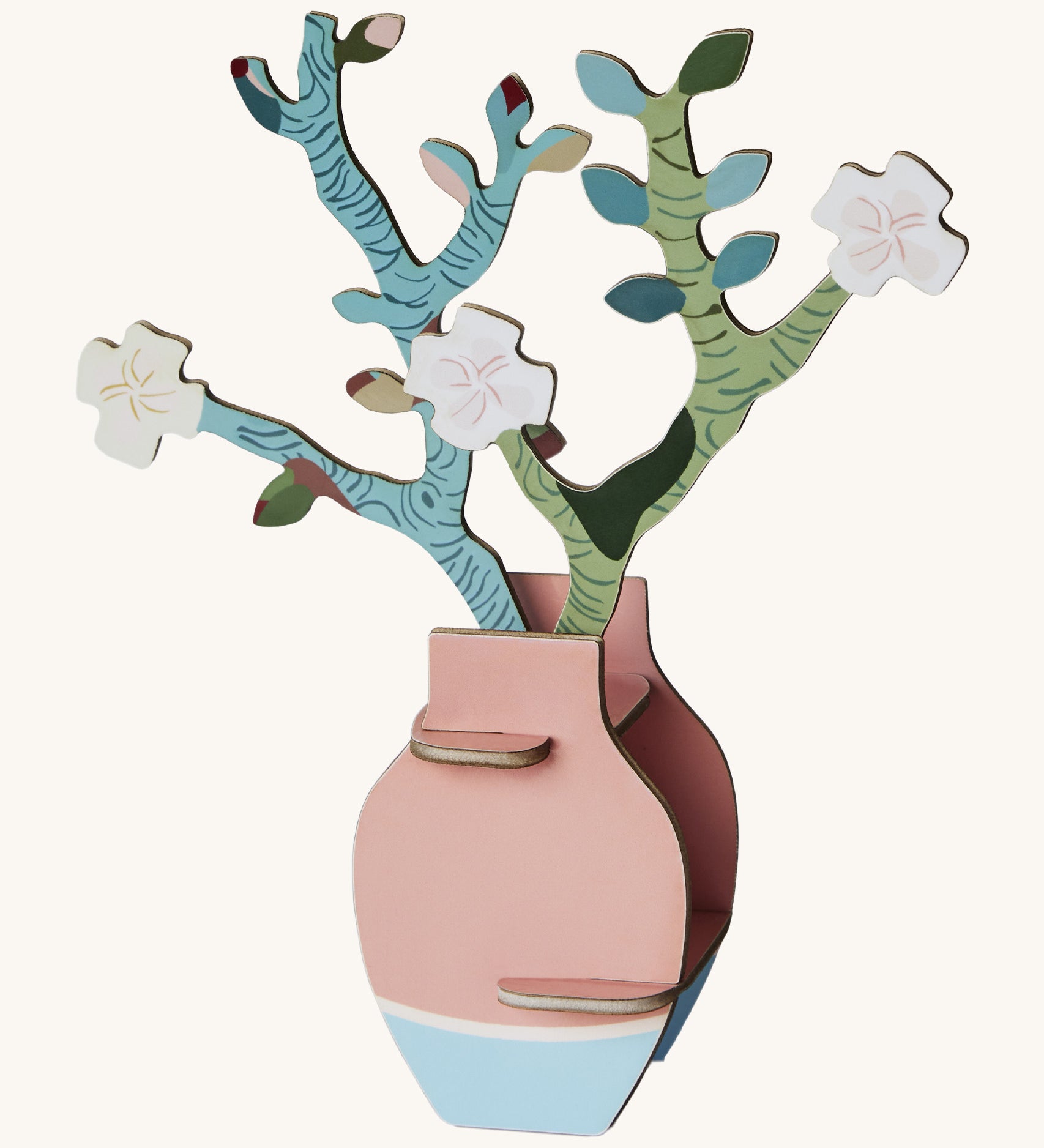 Studio roof  Van Gough inspired bouquet with almond blossom 3D pop out card decoration available at Babipur displayed in a DIY pink vase included with the set