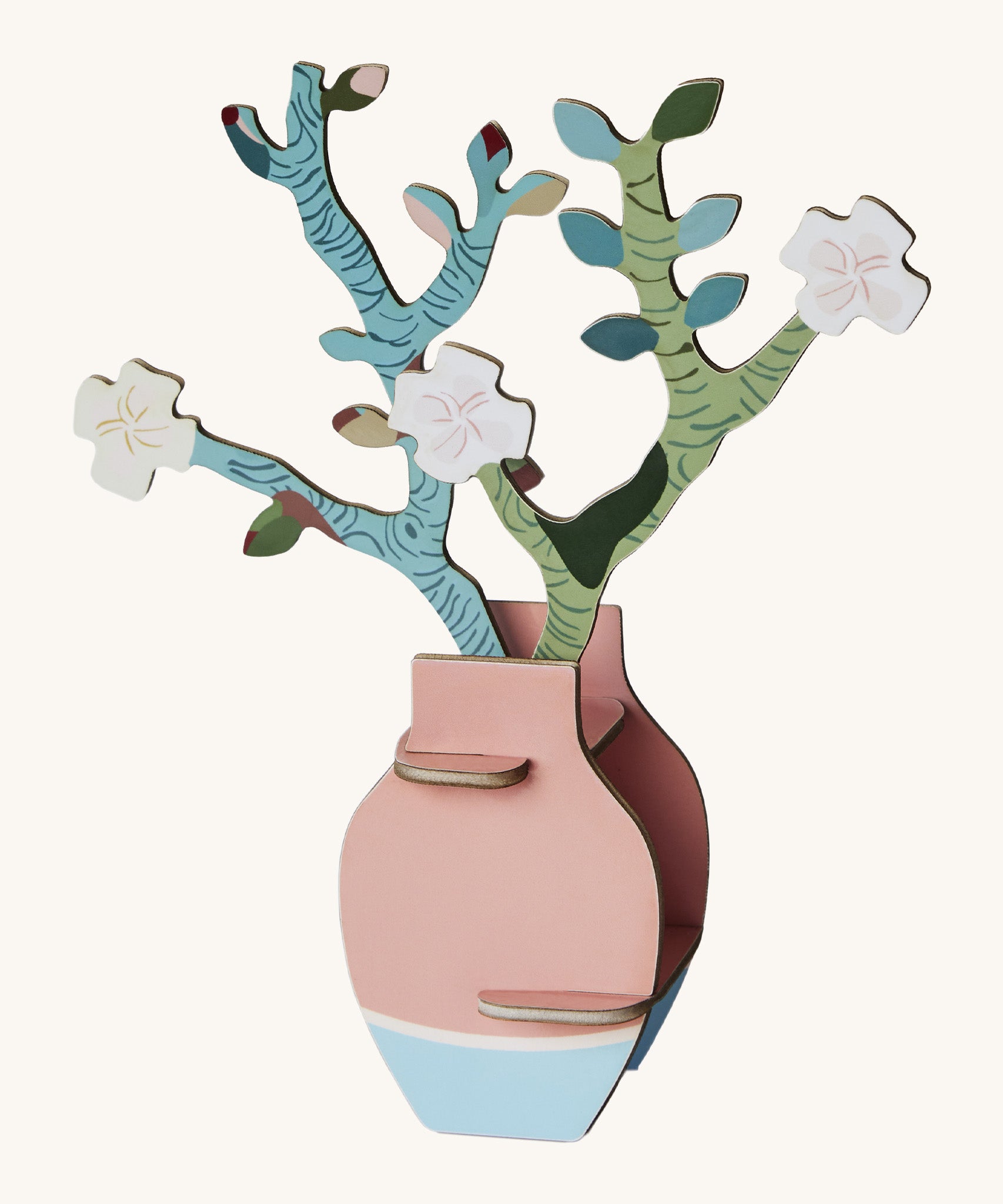 Studio roof  Van Gough inspired bouquet with almond blossom 3D pop out card decoration available at Babipur displayed in a DIY pink vase included with the set
