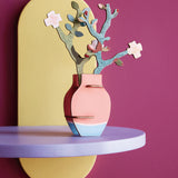 Studio roof Van Gough inspired bouquet with almond blossom 3D pop out card decoration available at Babipur displayed  on a light purple table against a dark purple wall