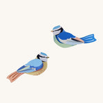 Studio Roof Blue Tits Cardboard Model, on a cream background