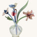 Studio Roof Cardboard Bouquet - William Morris on a cream background. The image shows a round glass vase with the William Morris Bouquet inside