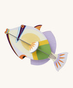 Studio Roof lagoon triggerfish wall decoration available at Babipur. Features a thick cardboard DIY kit of a lagoon triggerfish to hang on a wall