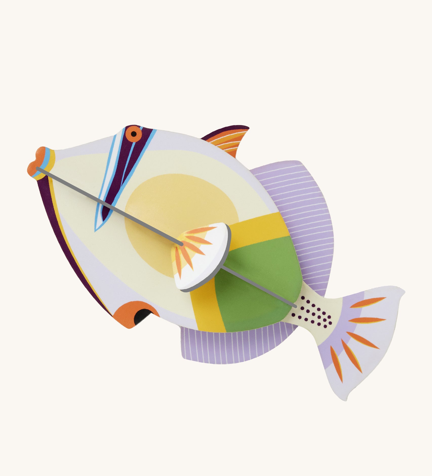 Studio Roof lagoon triggerfish wall decoration available at Babipur. Features a thick cardboard DIY kit of a lagoon triggerfish to hang on a wall
