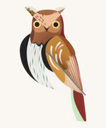 Studio Roof tawny owl wall decoration available at Babipur. Features a thick cardboard DIY kit of a brown tawny owl to hang on a wall